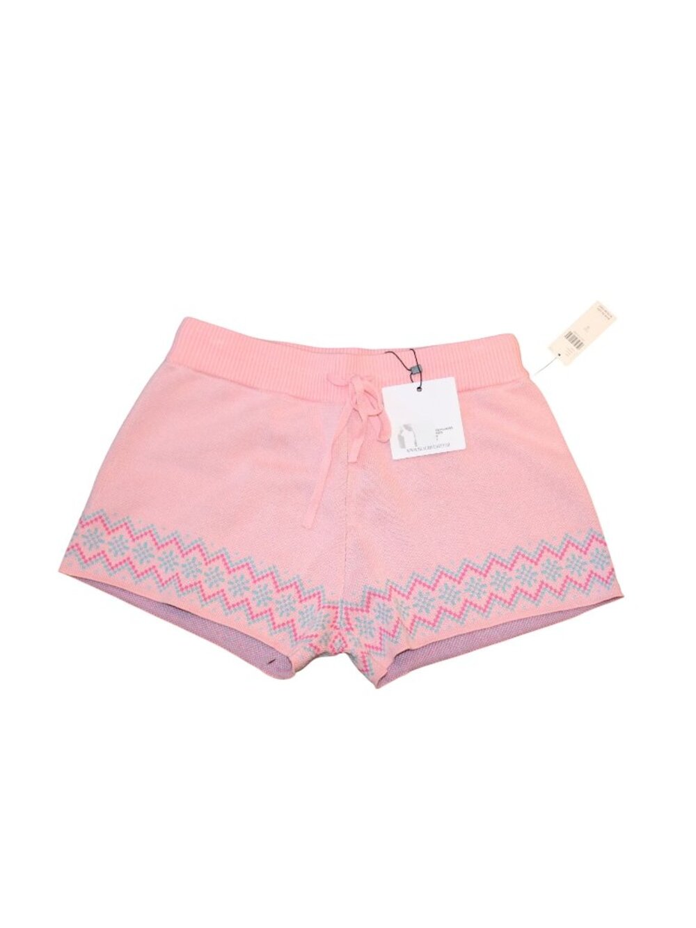 Pink Knit Womens Shorts With Zigzag Pattern Drawstring Waist Size Small By Beach